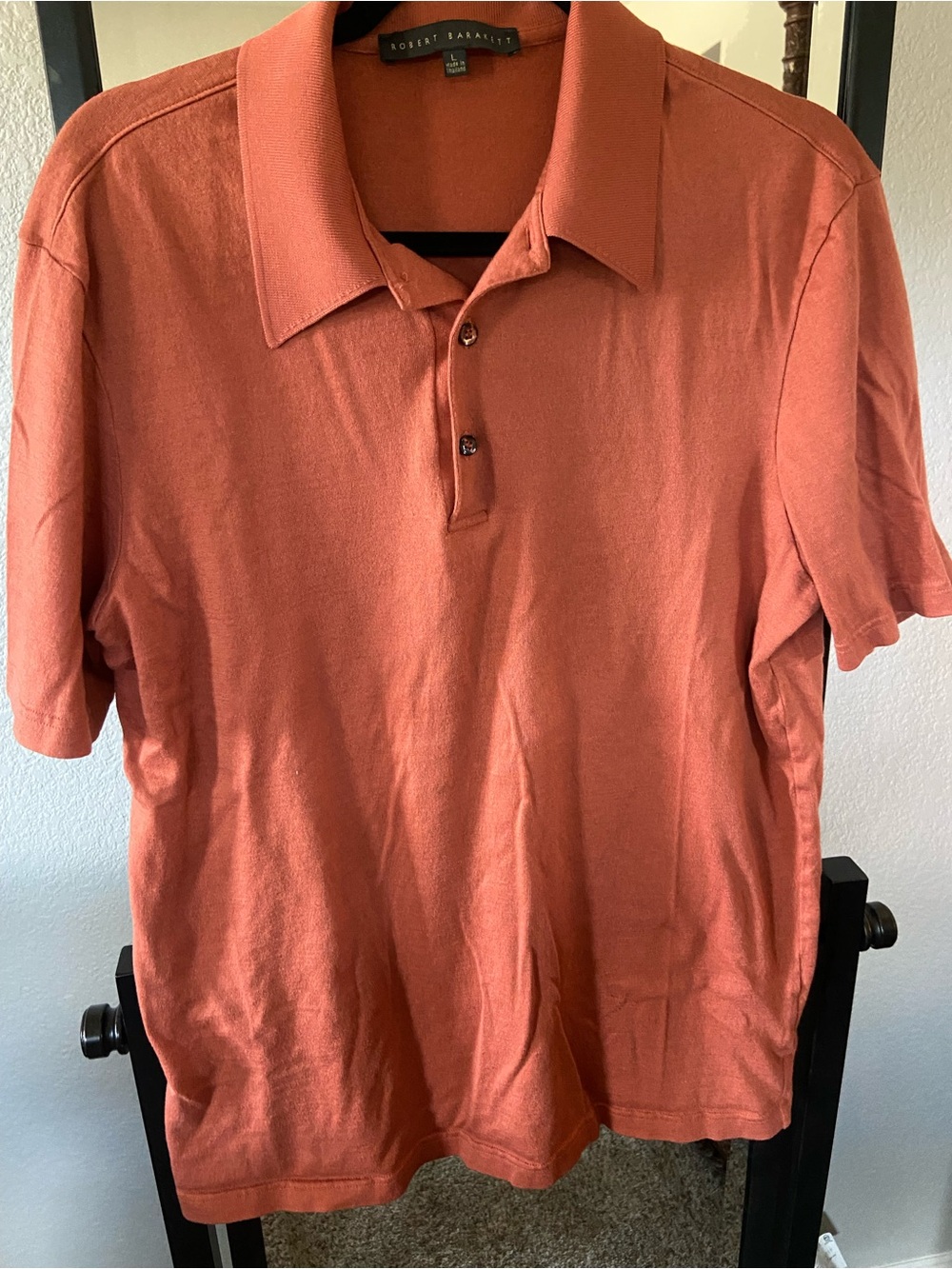 Robert Barakett Men's Rust-Orange Short Sleeve Polo